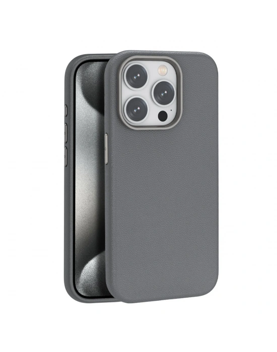 Joko iPhone 15 Pro Max Kılıf Wonder Deri Magsafe Kapak - Titan Gri