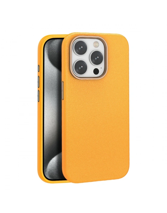 Joko iPhone 15 Pro Max Kılıf Wonder Deri Magsafe Kapak - Turuncu
