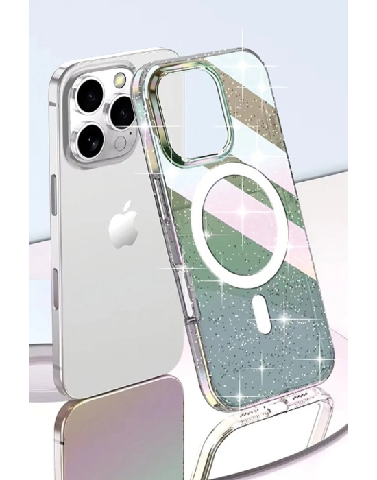 Joko iPhone 15 Pro Max Rasasi Simli Magsafe Kapak - Şeffaf