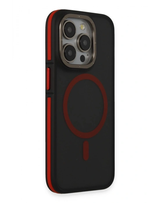 Joko iPhone 15 Pro Max Rocky Magsafe Kapak - Siyah-Kırmızı