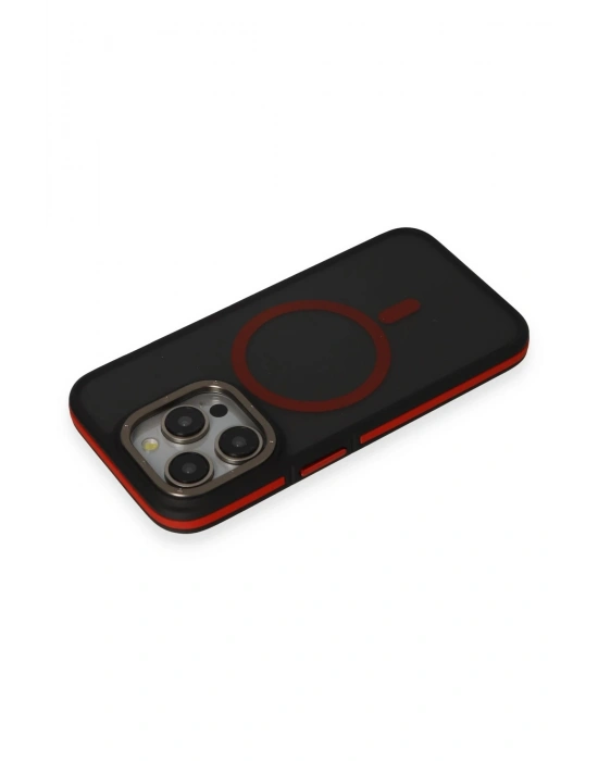 Joko iPhone 15 Pro Max Rocky Magsafe Kapak - Siyah-Kırmızı