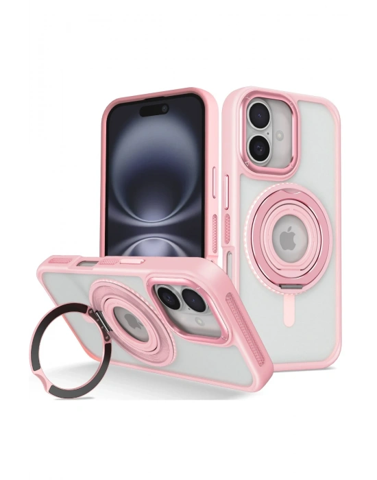 Joko iPhone 16 Banza Magsafe Standlı Kapak - Pembe