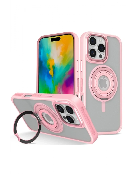 Joko iPhone 16 Pro Banza Magsafe Standlı Kapak - Pembe