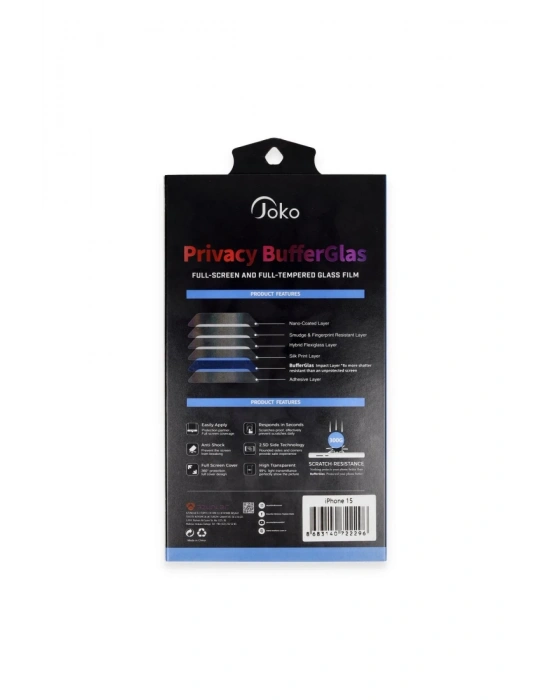 Joko iPhone 16 Pro Max Buffer Hayalet Cam Ekran Koruyucu - Siyah