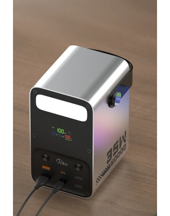 Joko J51 60.000 mAh Dijital Sarj Göstergeli Led Işıklı 35W PD Powerbank - Gümüş