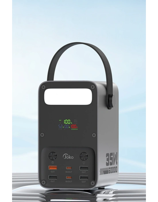 Joko J51 60.000 mAh Dijital Sarj Göstergeli Led Işıklı 35W PD Powerbank - Gümüş