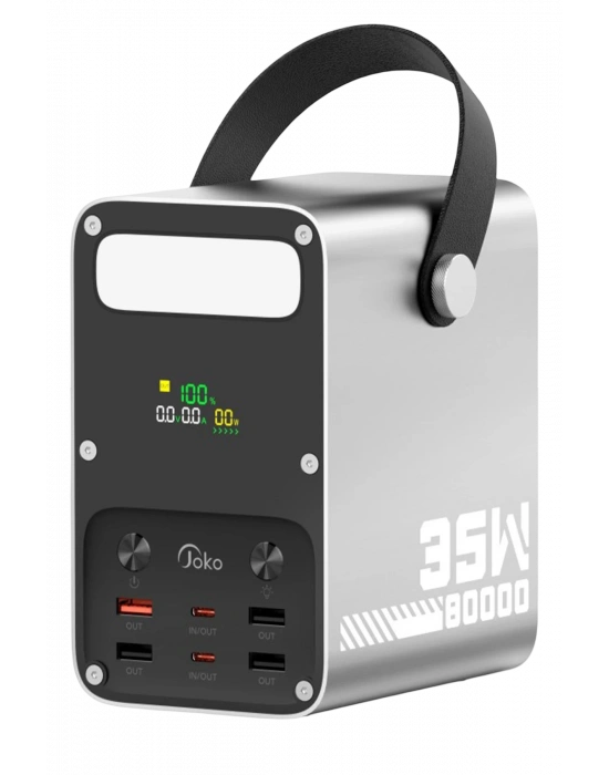 Joko J52 80.000 mAh Dijital Şarj Göstergeli Led Işıklı 35W PD Powerbank - Gümüş