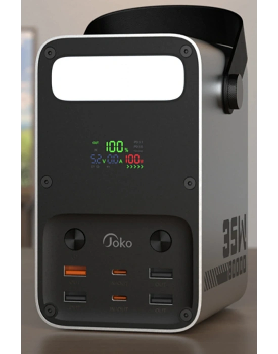 Joko J52 80.000 mAh Dijital Şarj Göstergeli Led Işıklı 35W PD Powerbank - Gümüş