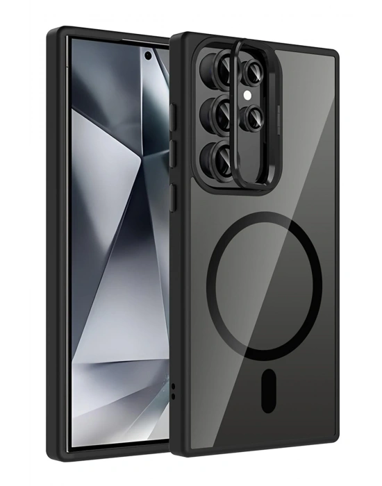 Joko Samsung Galaxy S23 Ultra Remim Lensli Magsafe Standlı Kapak - Siyah