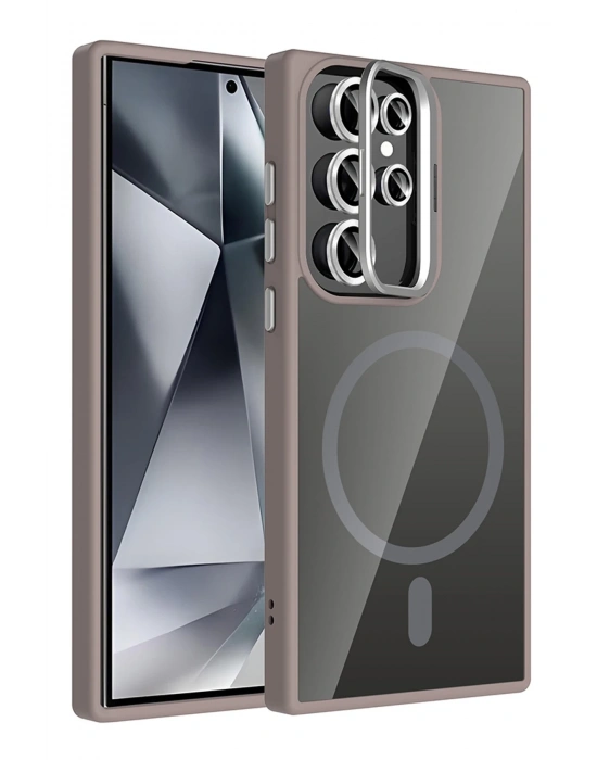 Joko Samsung Galaxy S23 Ultra Remim Lensli Magsafe Standlı Kapak - Titan Gri