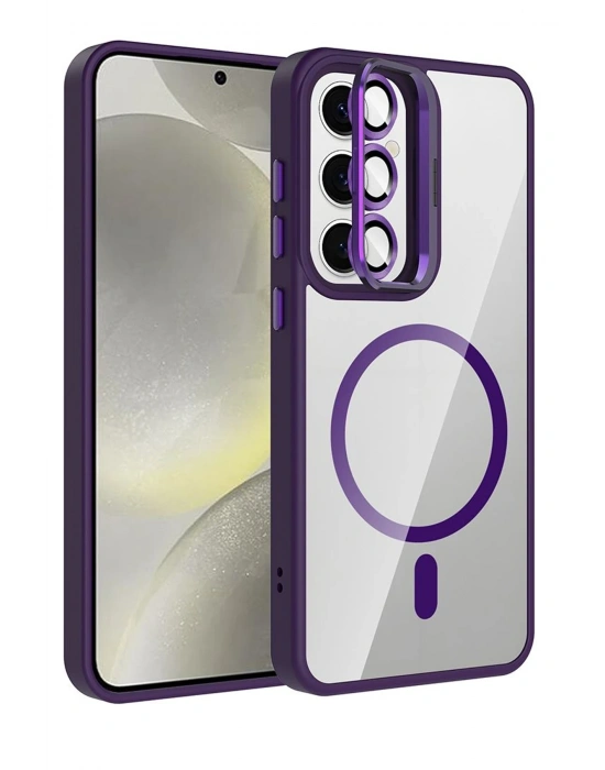 Joko Samsung Galaxy S24 FE Remim Lensli Magsafe Standlı Kapak - Derin Mor