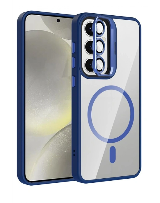 Joko Samsung Galaxy S24 FE Remim Lensli Magsafe Standlı Kapak - Lacivert