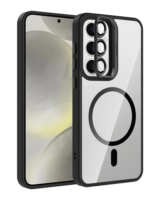 Joko Samsung Galaxy S24 FE Remim Lensli Magsafe Standlı Kapak - Siyah