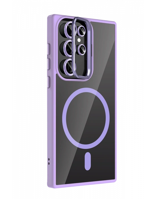 Joko Samsung Galaxy S24 Ultra Remim Lensli Magsafe Standlı Kapak - Lila