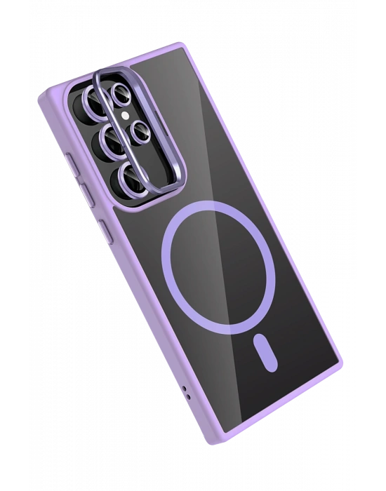 Joko Samsung Galaxy S24 Ultra Remim Lensli Magsafe Standlı Kapak - Lila