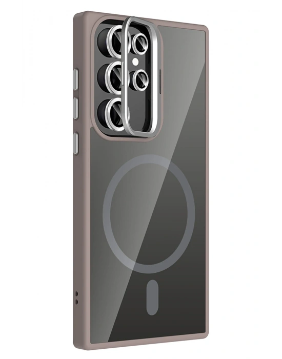Joko Samsung Galaxy S24 Ultra Remim Lensli Magsafe Standlı Kapak - Titan Gri