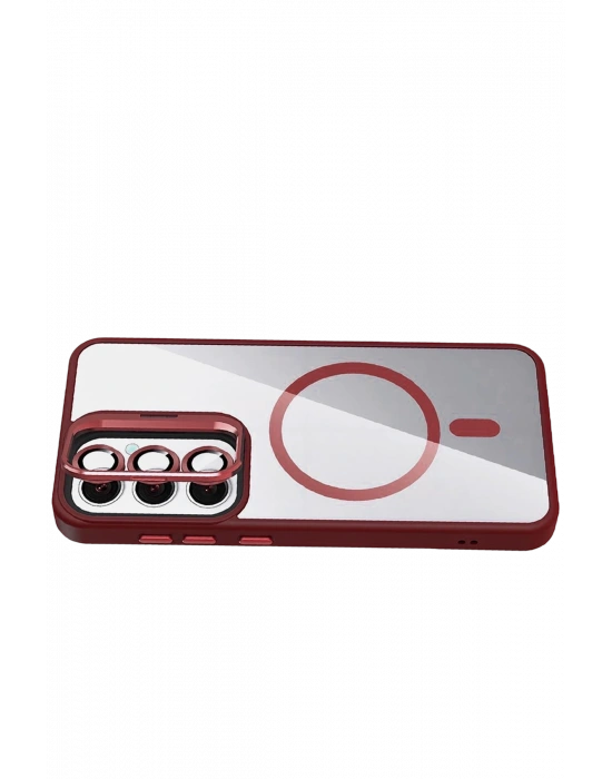 Joko Samsung Galaxy S25 FE Remim Lensli Magsafe Standlı Kapak - Bordo