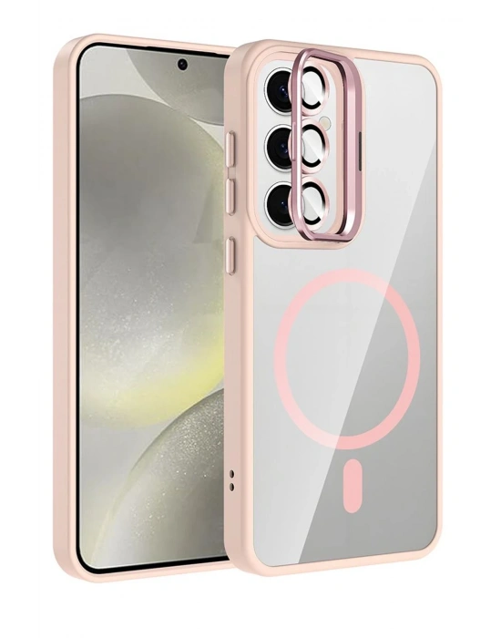 Joko Samsung Galaxy S25 FE Remim Lensli Magsafe Standlı Kapak - Pembe