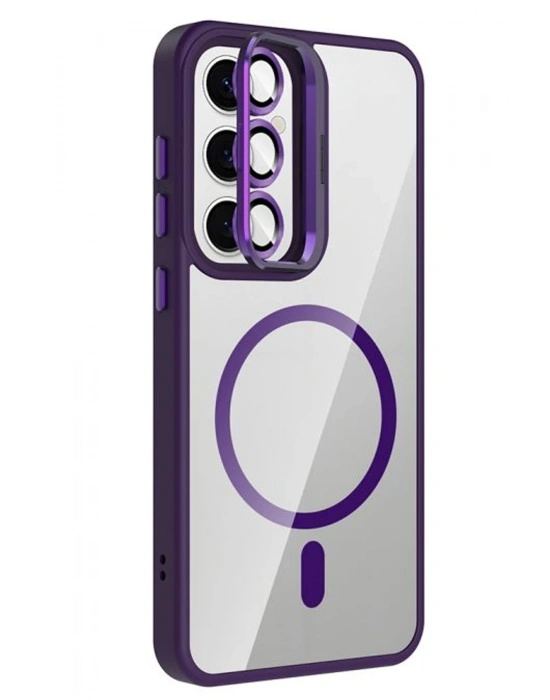 Joko Samsung Galaxy S25 Remim Lensli Magsafe Standlı Kapak - Derin Mor