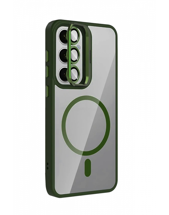 Joko Samsung Galaxy S25 Remim Lensli Magsafe Standlı Kapak - Koyu Yeşil