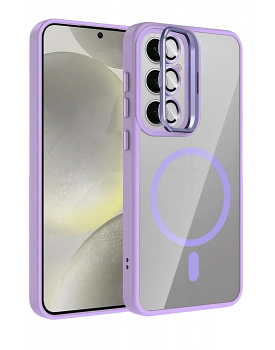 Joko Samsung Galaxy S25 Remim Lensli Magsafe Standlı Kapak - Lila