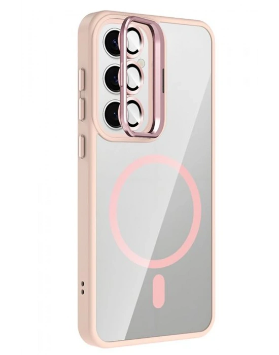 Joko Samsung Galaxy S25 Remim Lensli Magsafe Standlı Kapak - Pembe