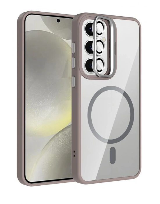 Joko Samsung Galaxy S25 Remim Lensli Magsafe Standlı Kapak - Titan Gri