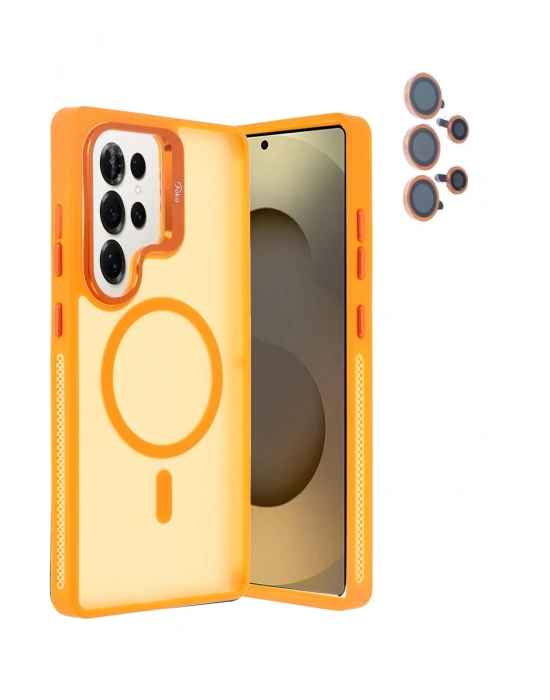 Joko Samsung Galaxy S25 Ultra Flet Lens Magsafe Kapak - Turuncu