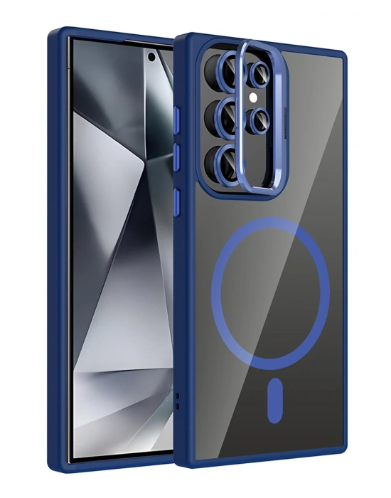 Joko Samsung Galaxy S25 Ultra Remim Lensli Magsafe Standlı Kapak - Lacivert