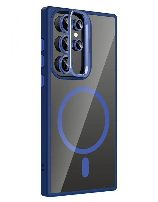Joko Samsung Galaxy S25 Ultra Remim Lensli Magsafe Standlı Kapak - Lacivert