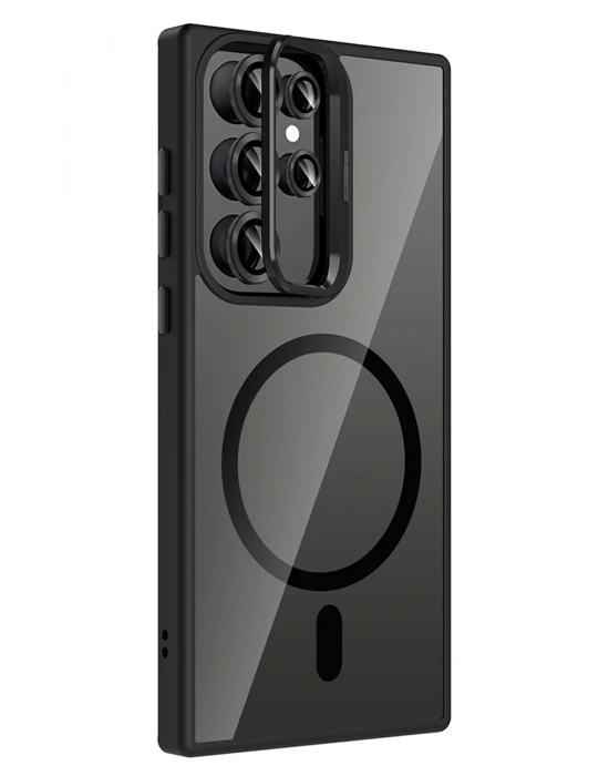 Joko Samsung Galaxy S25 Ultra Remim Lensli Magsafe Standlı Kapak - Siyah