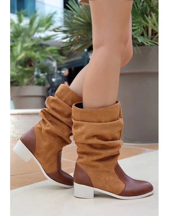 Jolin Taba Cilt Süet Detaylı Çizme