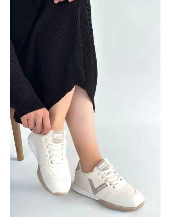 Jowen Bej Cilt Vizon Detaylı Bağcıklı Spor Ayakkabı