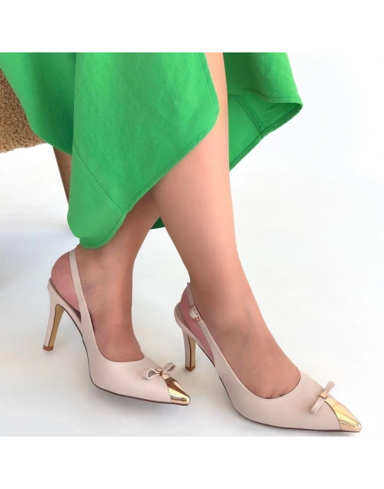 Joye Bej Cilt Topuklu Ayakkabı