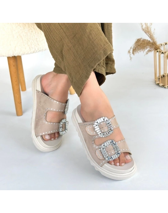 Juana Bej Nubuk Taşlı Terlik