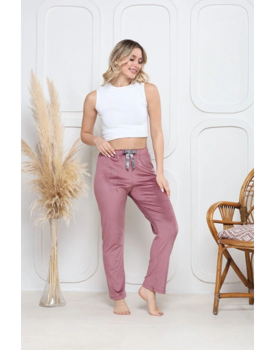 Kadife pijama altı pembe q7013