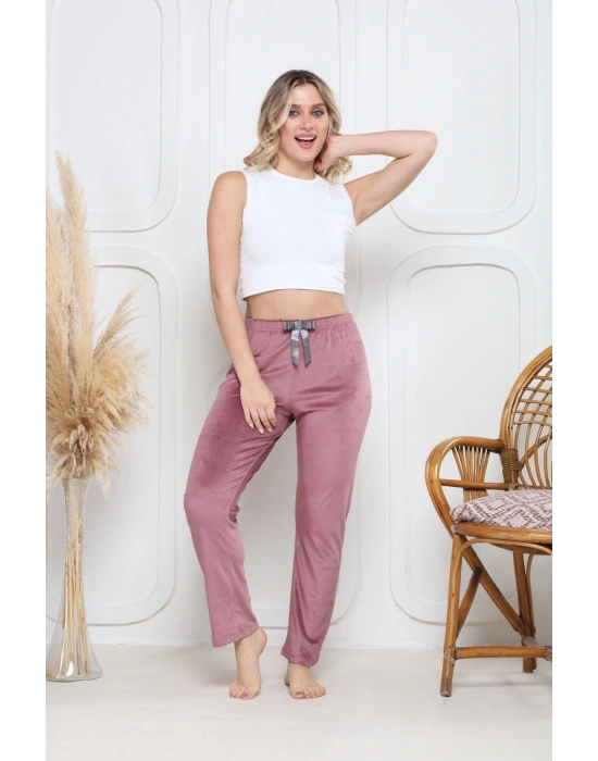 Kadife pijama altı pembe q7013