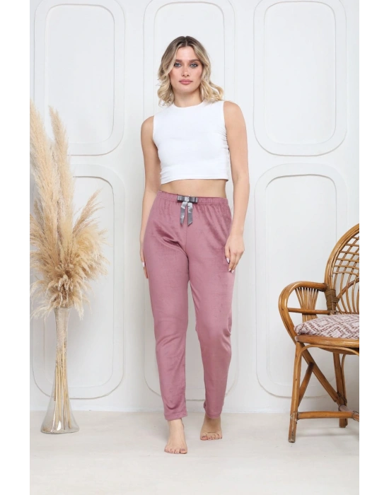 Kadife pijama altı pembe q7013
