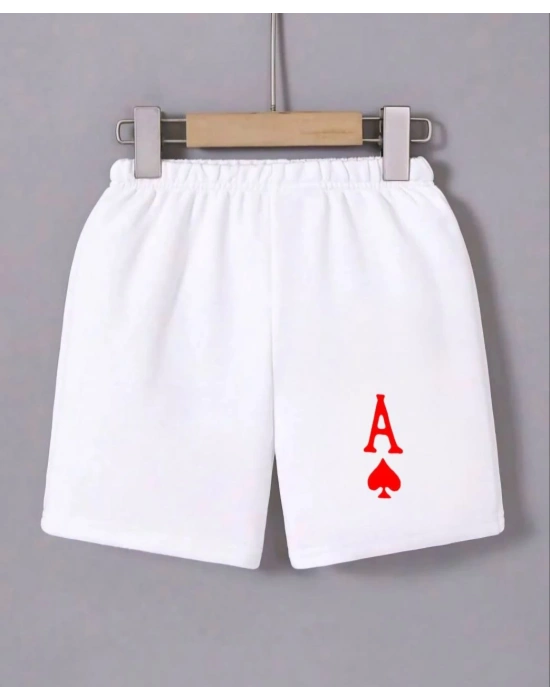 Kadın Beli Lastikli Baskılı Mini Şort - Beyaz