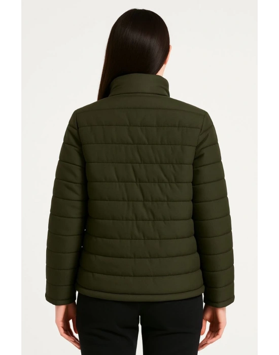 Kadın Bomber Mont Ceket – Su İtici Kumaş, Kapitone Astarlı, Fermuarlı, Kışlık - Haki