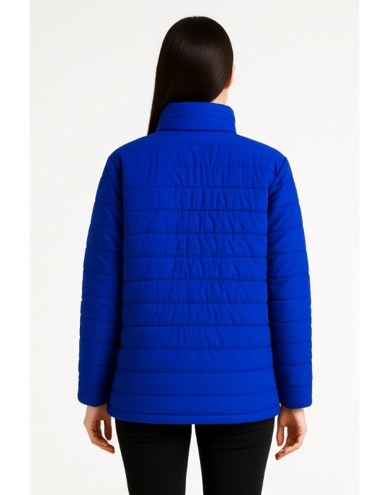 Kadın Bomber Mont Ceket – Su İtici Kumaş, Kapitone Astarlı, Fermuarlı, Kışlık - Saks Mavisi