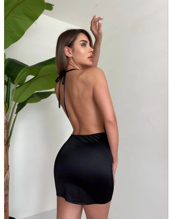 Kadın boyundan ince askılı elbise s3585