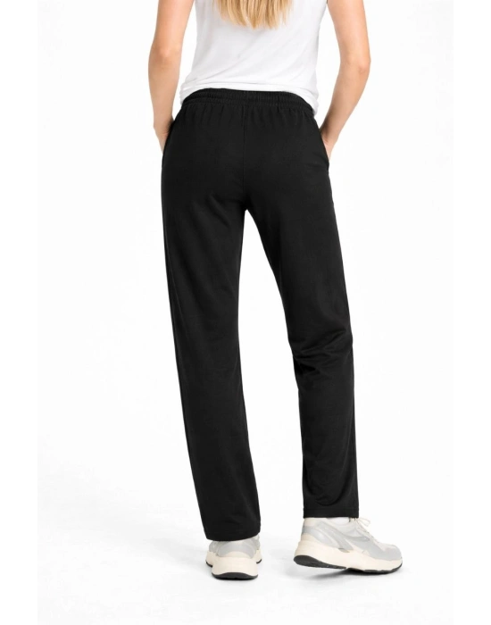 Kadın Düz Paça Beli Lastikli İpli Günlük Spor Eşofman Altı Rahat Fit - Siyah