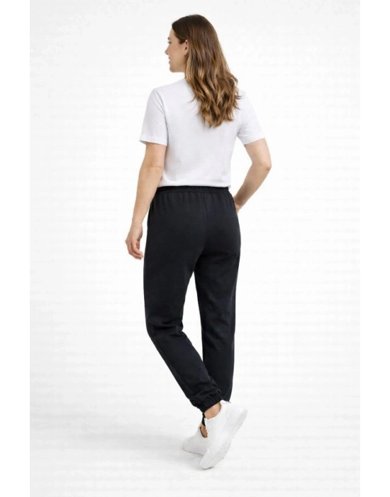 Kadın Jogger Eşofman Altı Rahat Kalıp, Cepli, Lastikli Paça, Günlük Spor Pantolon - Siyah