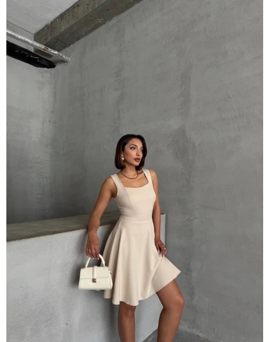 Kadın kare yaka kısa elbise s251188