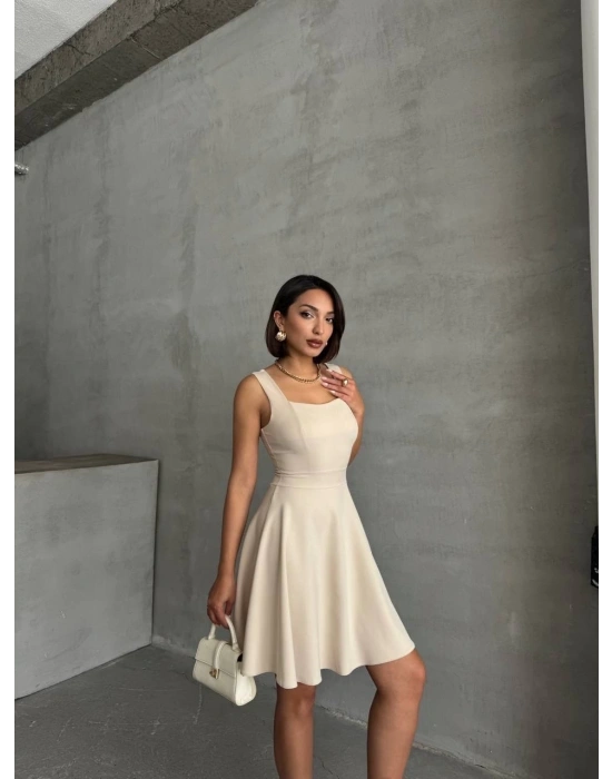 Kadın kare yaka kısa elbise s251188