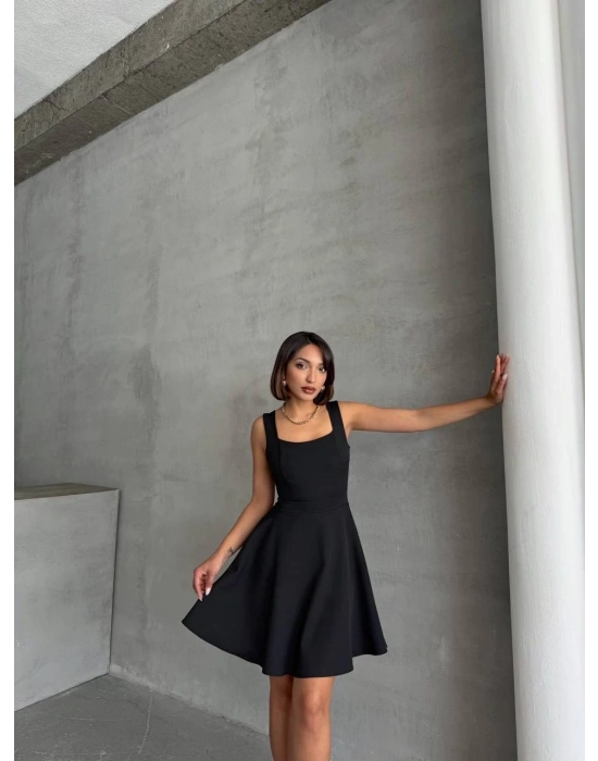 Kadın kare yaka kısa elbise s251188