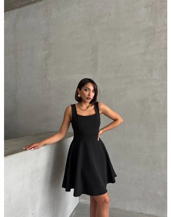 Kadın kare yaka kısa elbise s251188