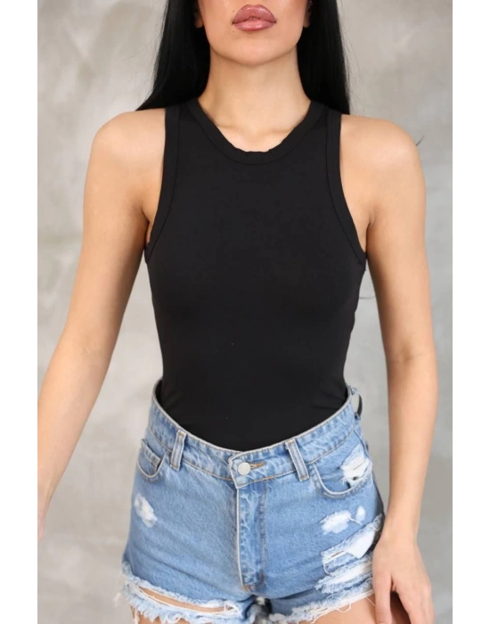 Kadın Kolsuz Badi bluz - Siyah