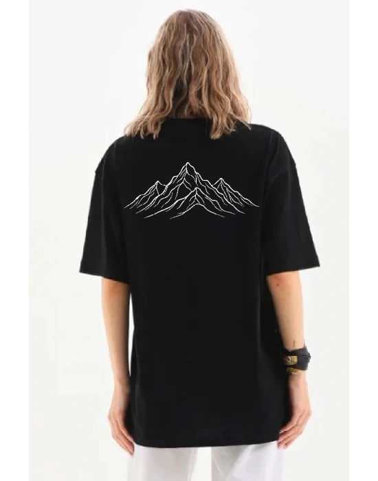 Kadın Nihilist Penguen Özel Tasarım Oversize Bisiklet Yaka Tişört - Siyah